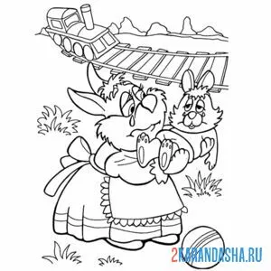 Раскраска мама зайки