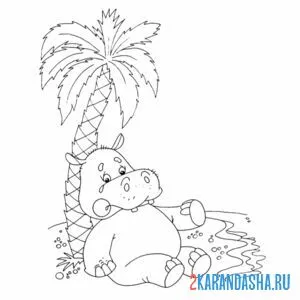 Раскраска бегемотик у айболита