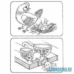 Раскраска курочка ряба сказка для детей