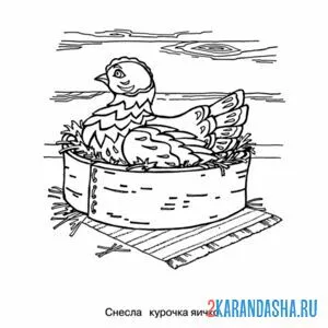 Раскраска курочка ряба сидит