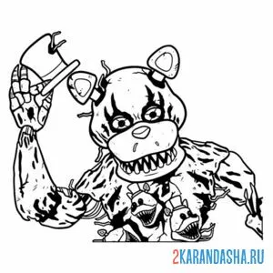 Раскраска сломанный фредди