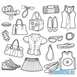 Раскраска одежда для девушки