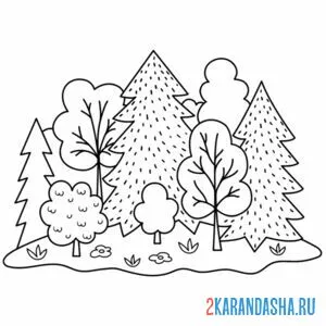 Раскраска лес на земле онлайн