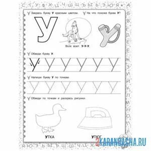 Раскраска пропись с картинками буква у