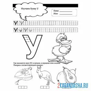 Раскраска задания в прописи буква у