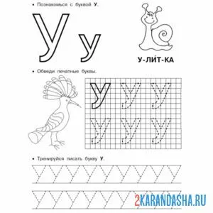 Раскраска буквы у печатные пропись