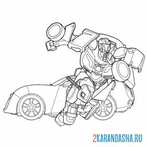 Раскраска evolutinon y тобот и автомобиль