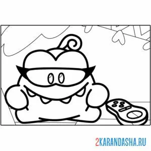 Раскраска ам-няша смотрит тв