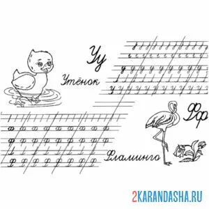 Раскраска пропись с раскраской буквы у ф