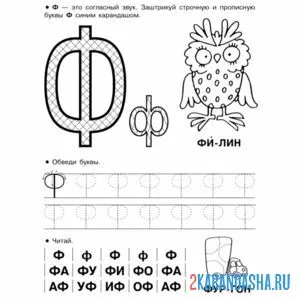 Раскраска обведи печатную букву ф