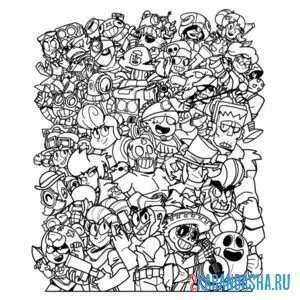 Раскраска коллаж скинов браво старс