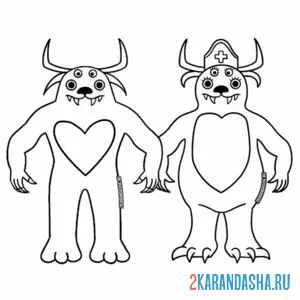 Раскраска флафи семейная пара банбан