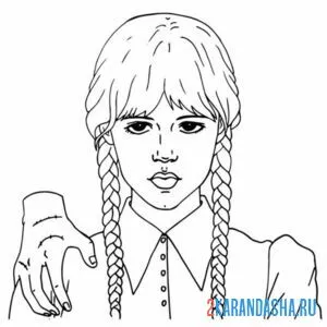 Раскраска вещь и уэнздей