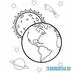 Раскраска солнце и земля