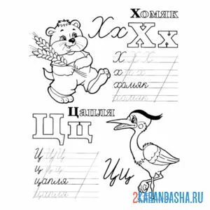 Раскраска пропись буква х ц