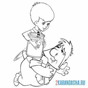 Раскраска карлсон и малыш
