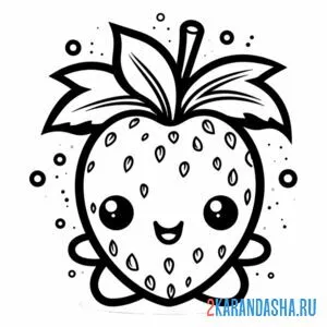 Раскраска клубника каваи