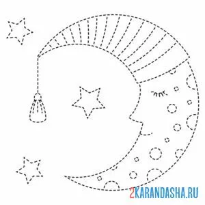 Раскраска луна месяц спит