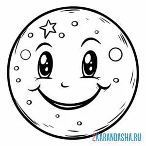 Раскраска луна с глазами