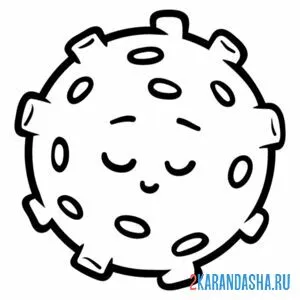 Раскраска луна с кратерами спит