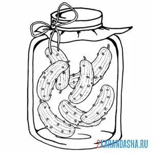 Раскраска банка соленых огурцов