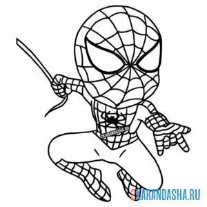 Онлайн раскраска супергерой на паутине
