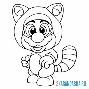Раскраска тануки марио