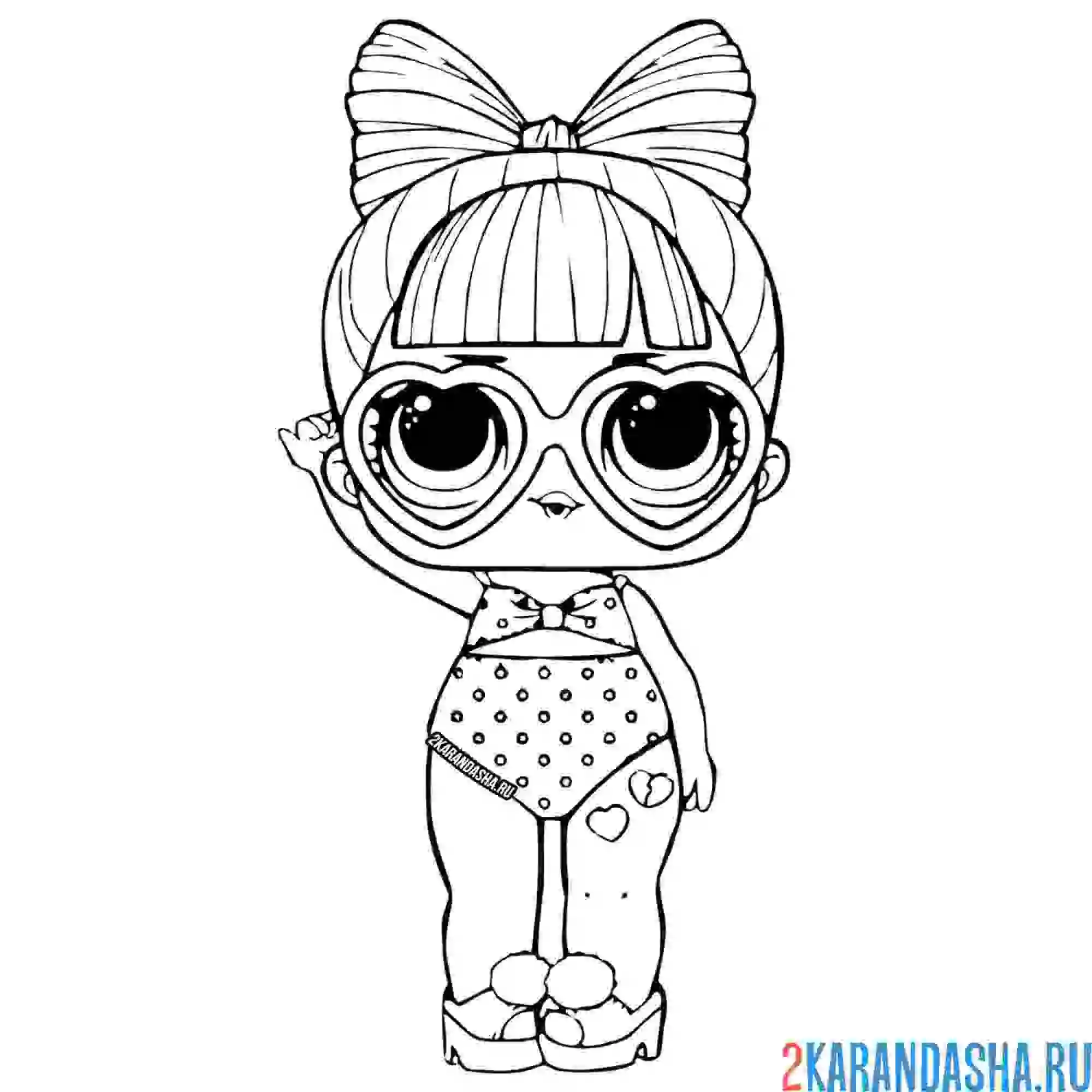 Раскраска кукла лол в желтом купальнике (spf q.t.)