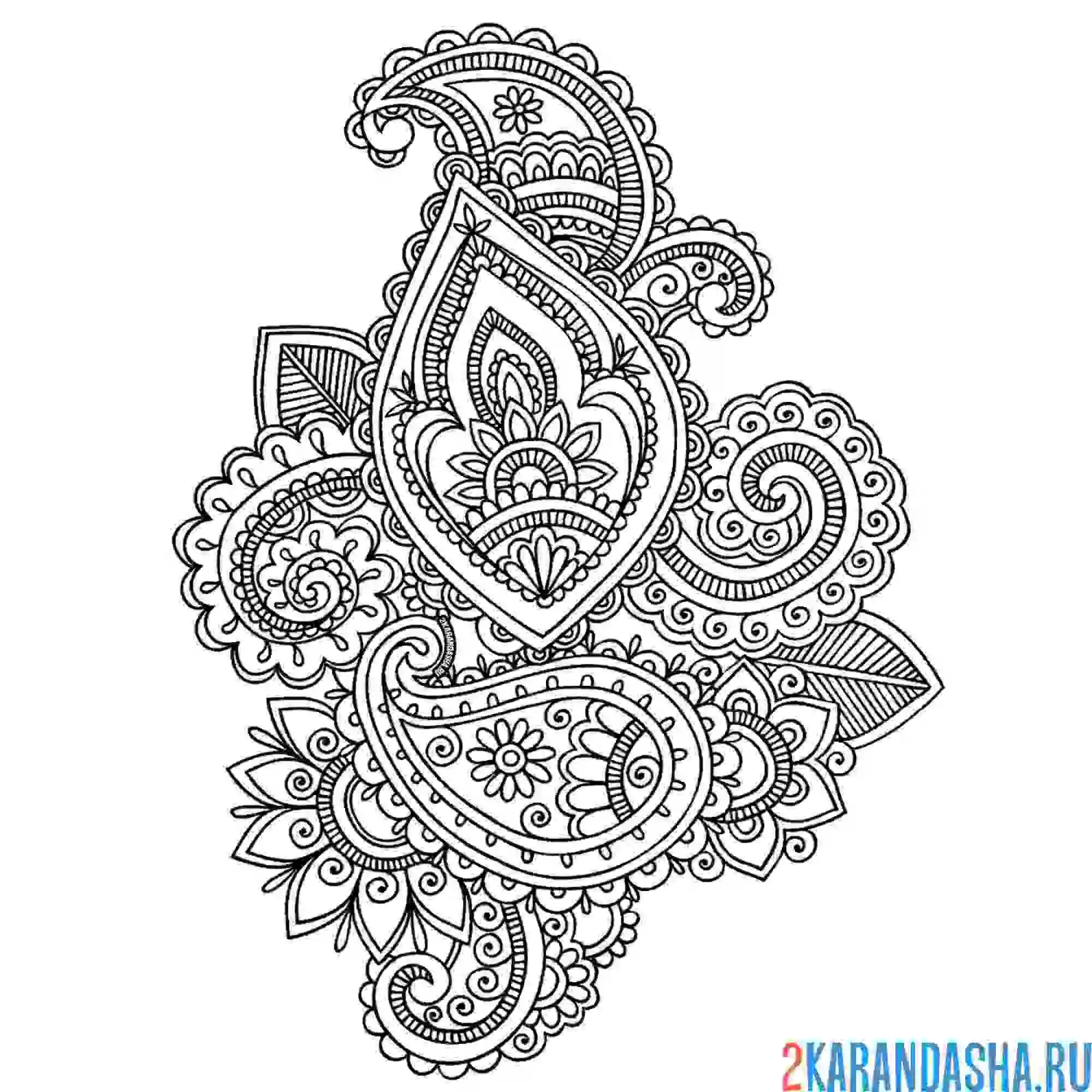 Раскраска узор индийский огурец