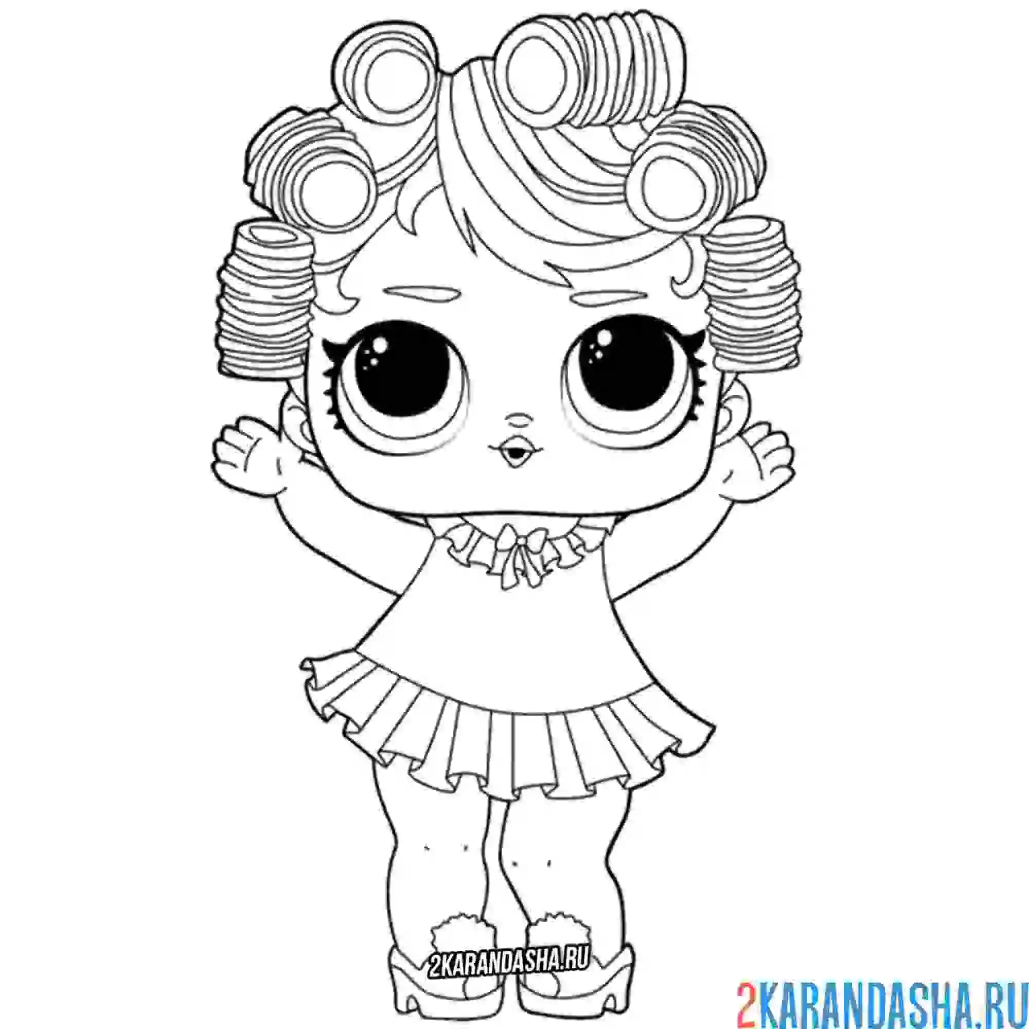 Раскраска кукла лол пижамная вечеринка (babydoll)