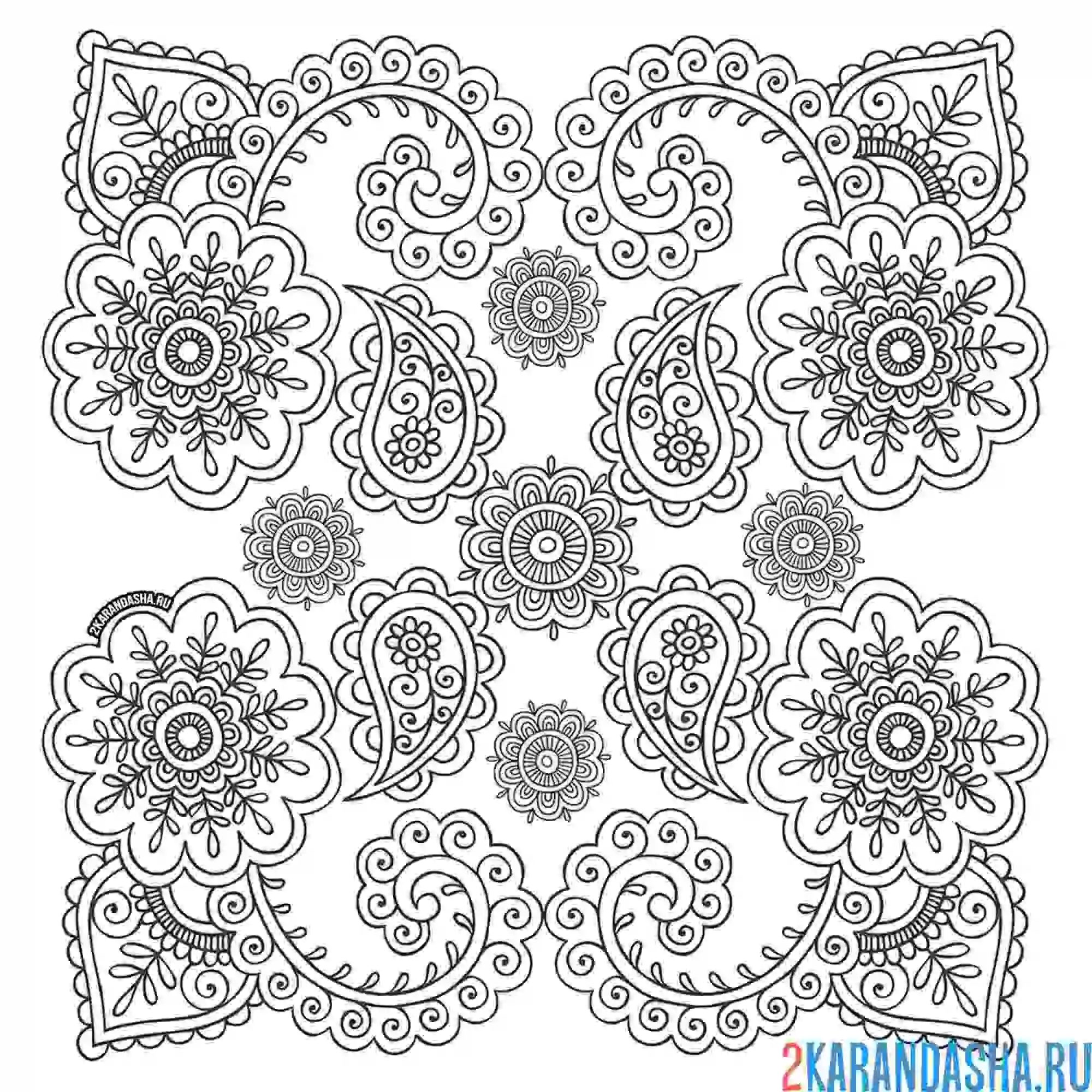 Раскраска узоры орнамент