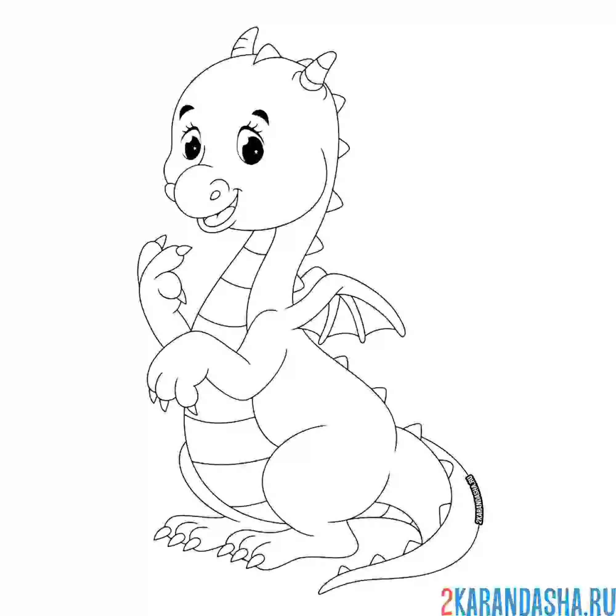 Раскраска милый дракончик