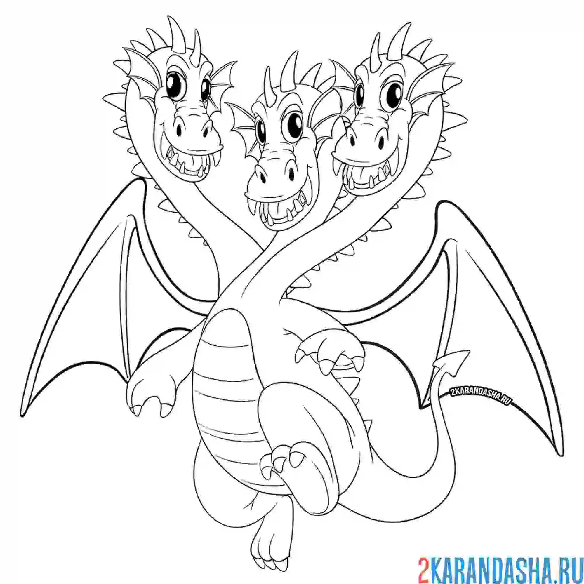 Раскраска трехглавый дракон