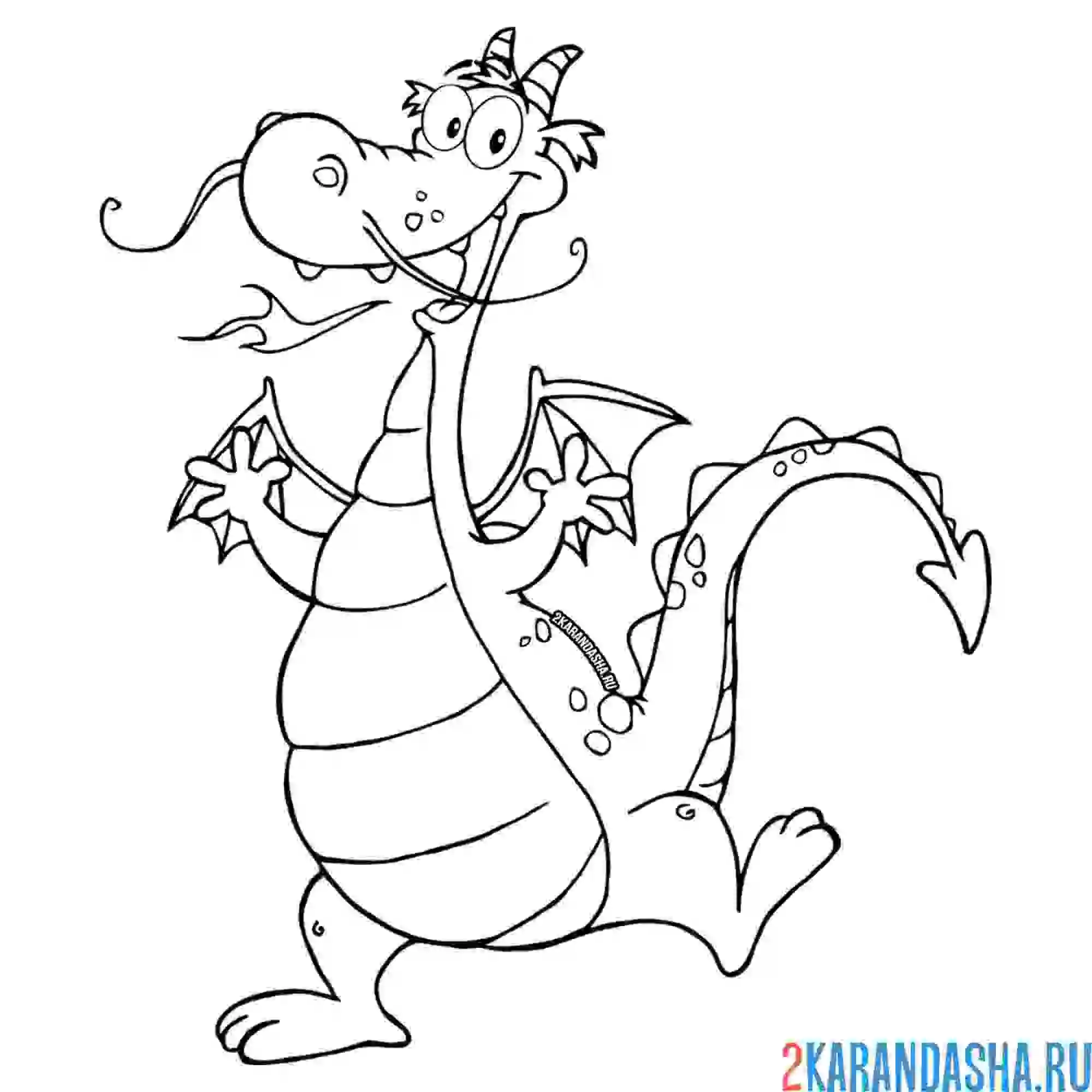 Раскраска усатый дракон