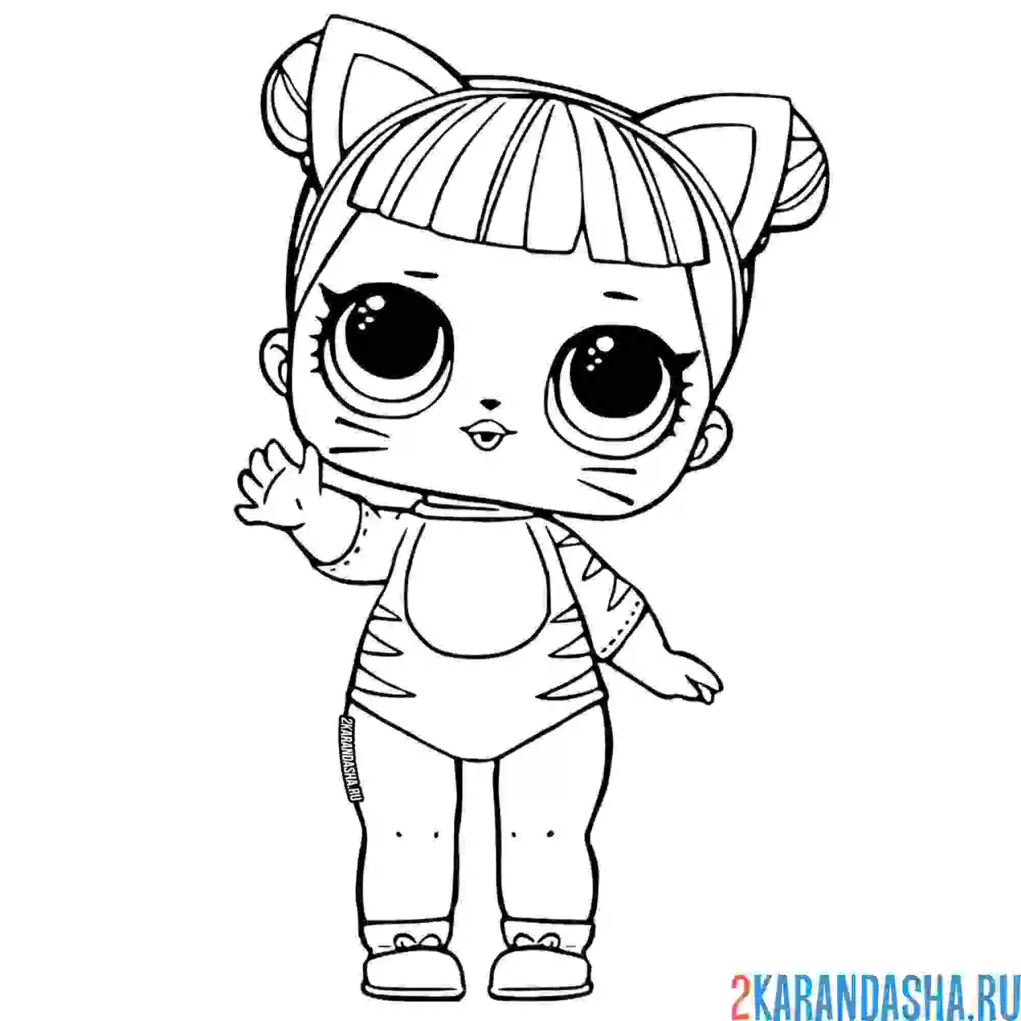 Раскраска лол малышка кошка в костюмчике (baby cat)