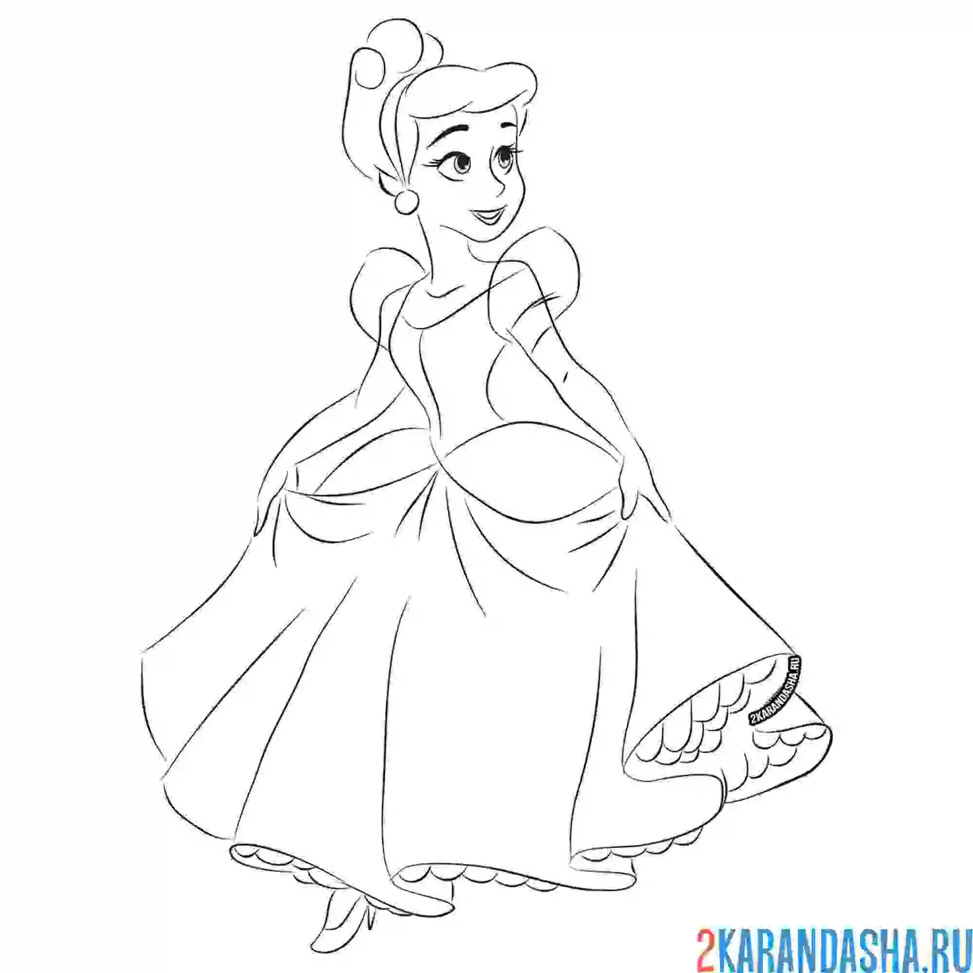 Раскраска принцесса золушка на балу