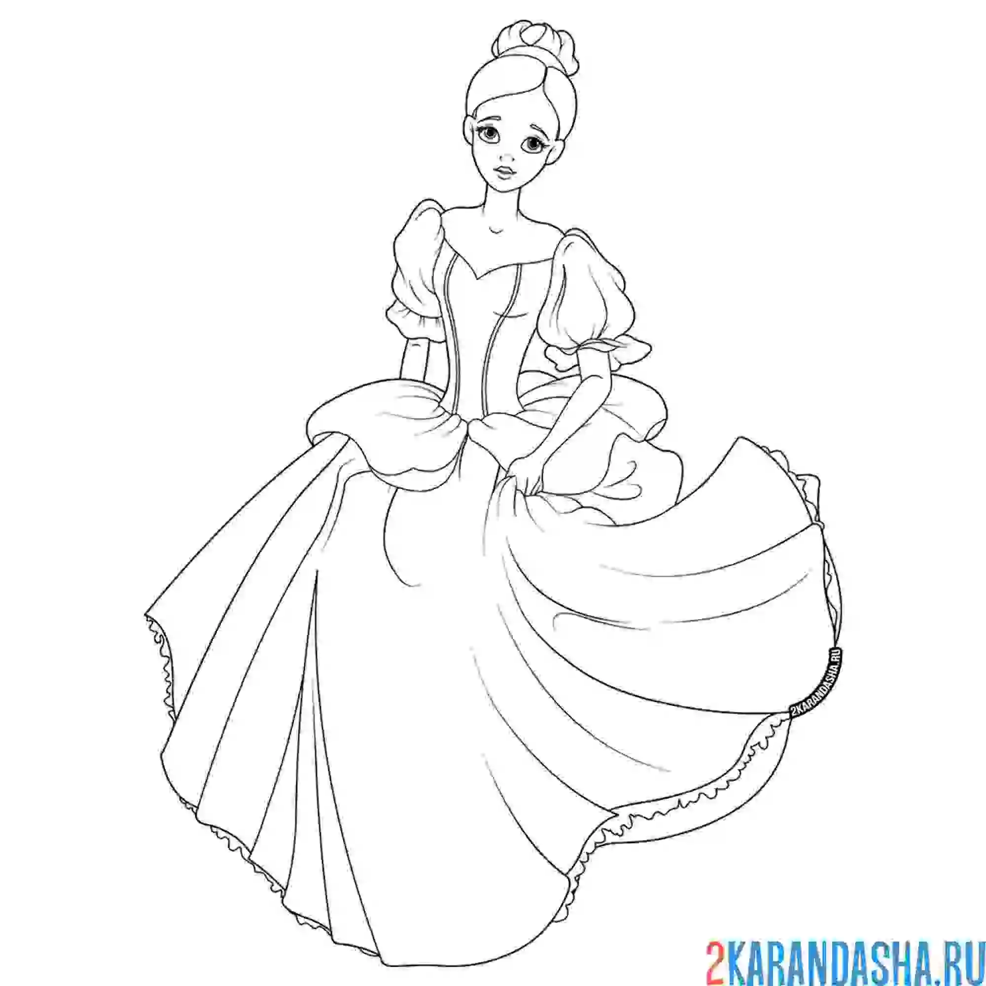 Раскраска золушка в платье