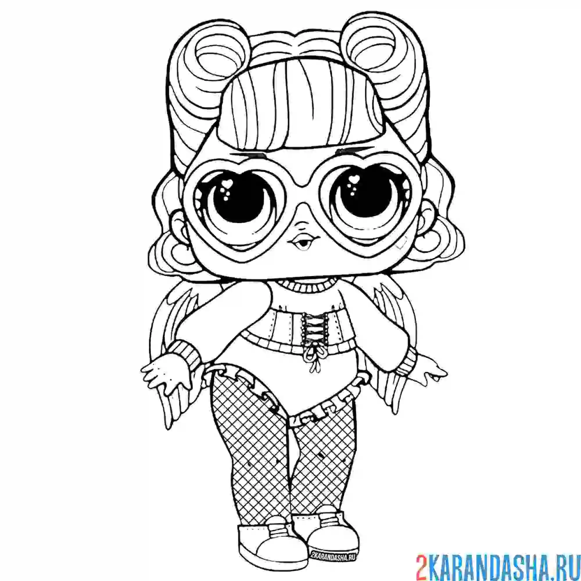 Раскраска лол кукла сестричка ангел с крыльями (angel)