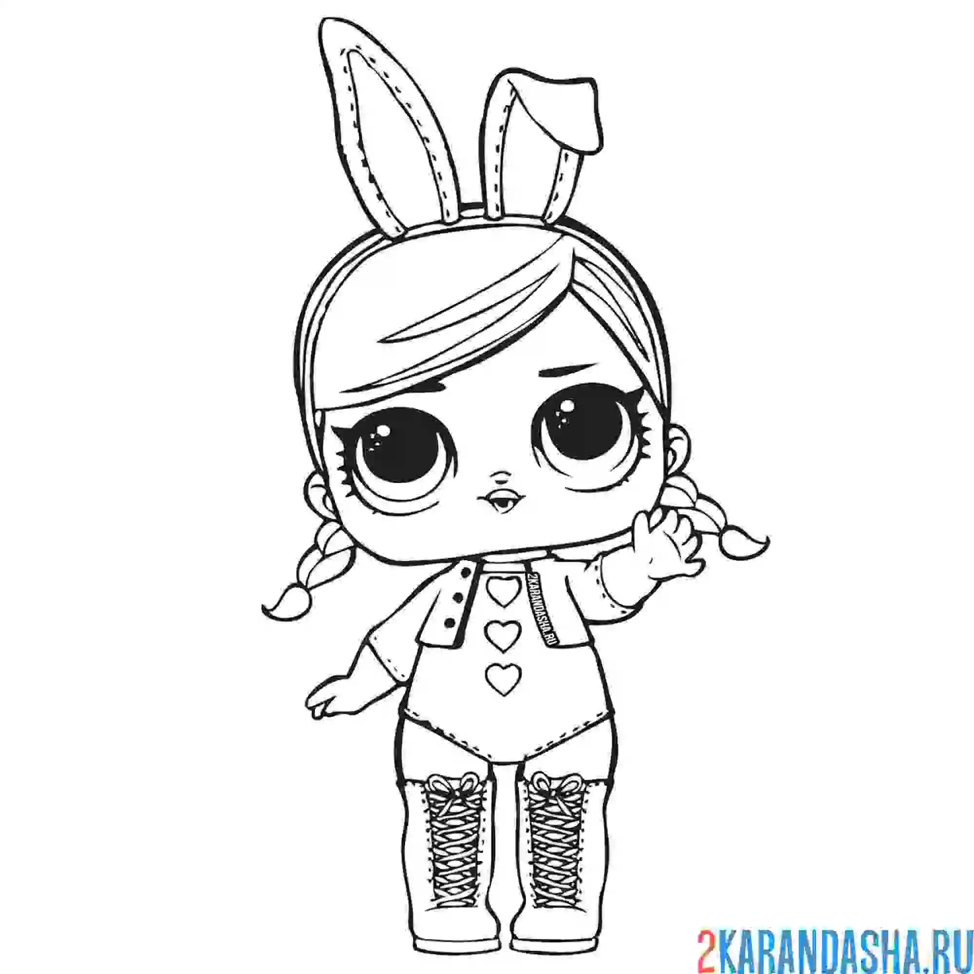 Раскраска кукла лол с ушками зайчика (hops)