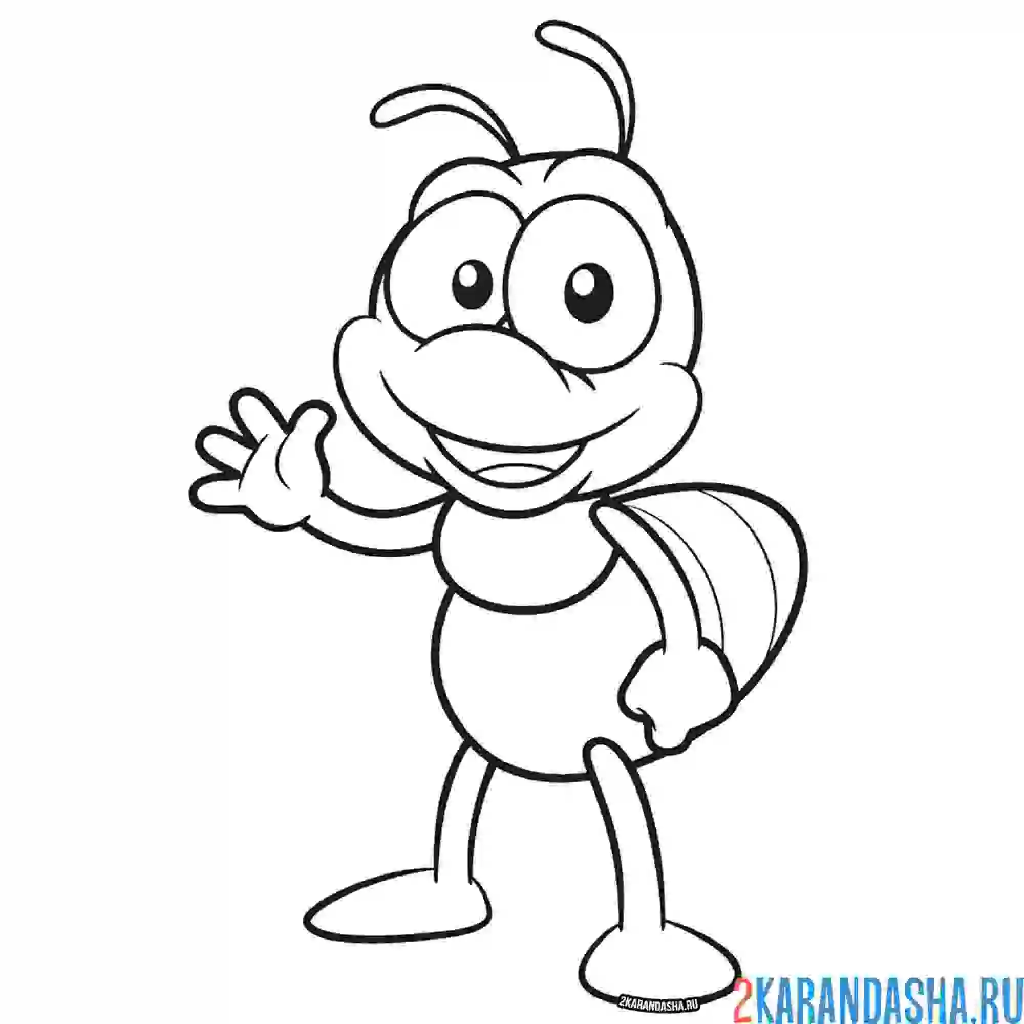 Раскраска муравей картинка для детей