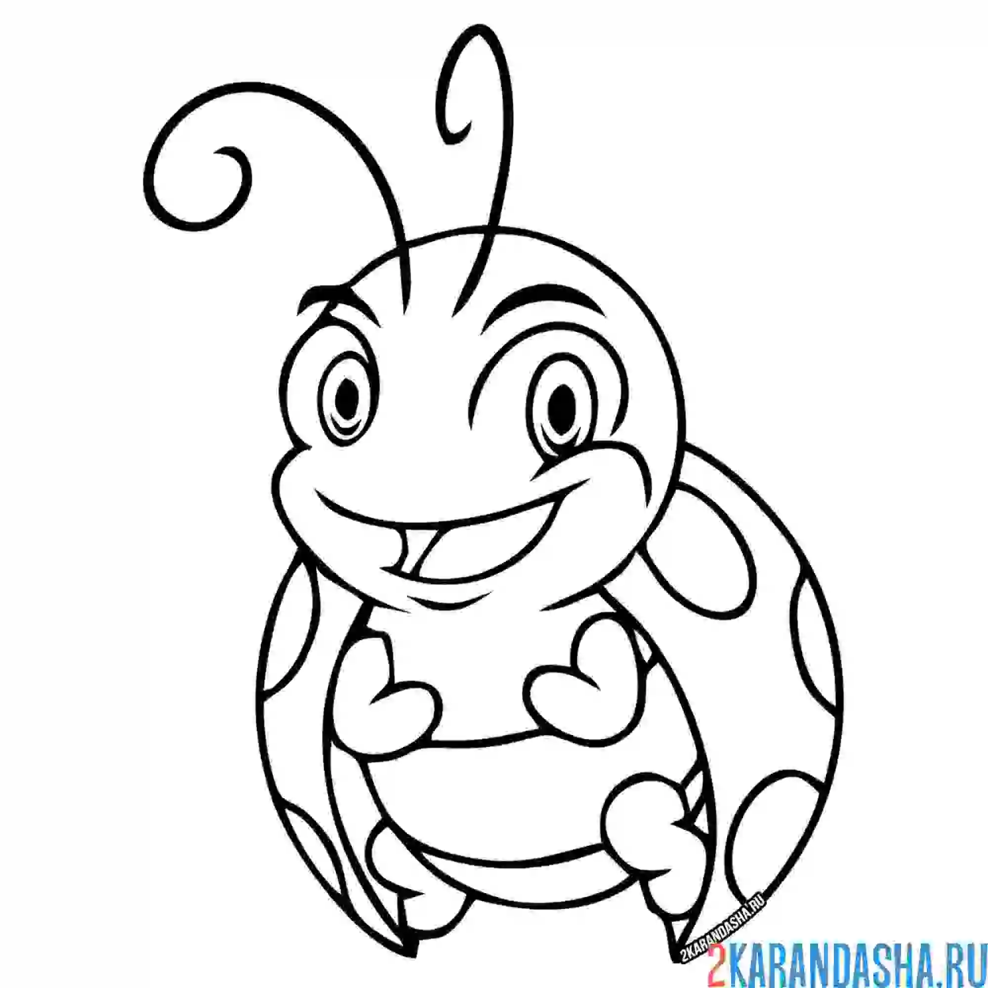 Раскраска маленькая божья коровка