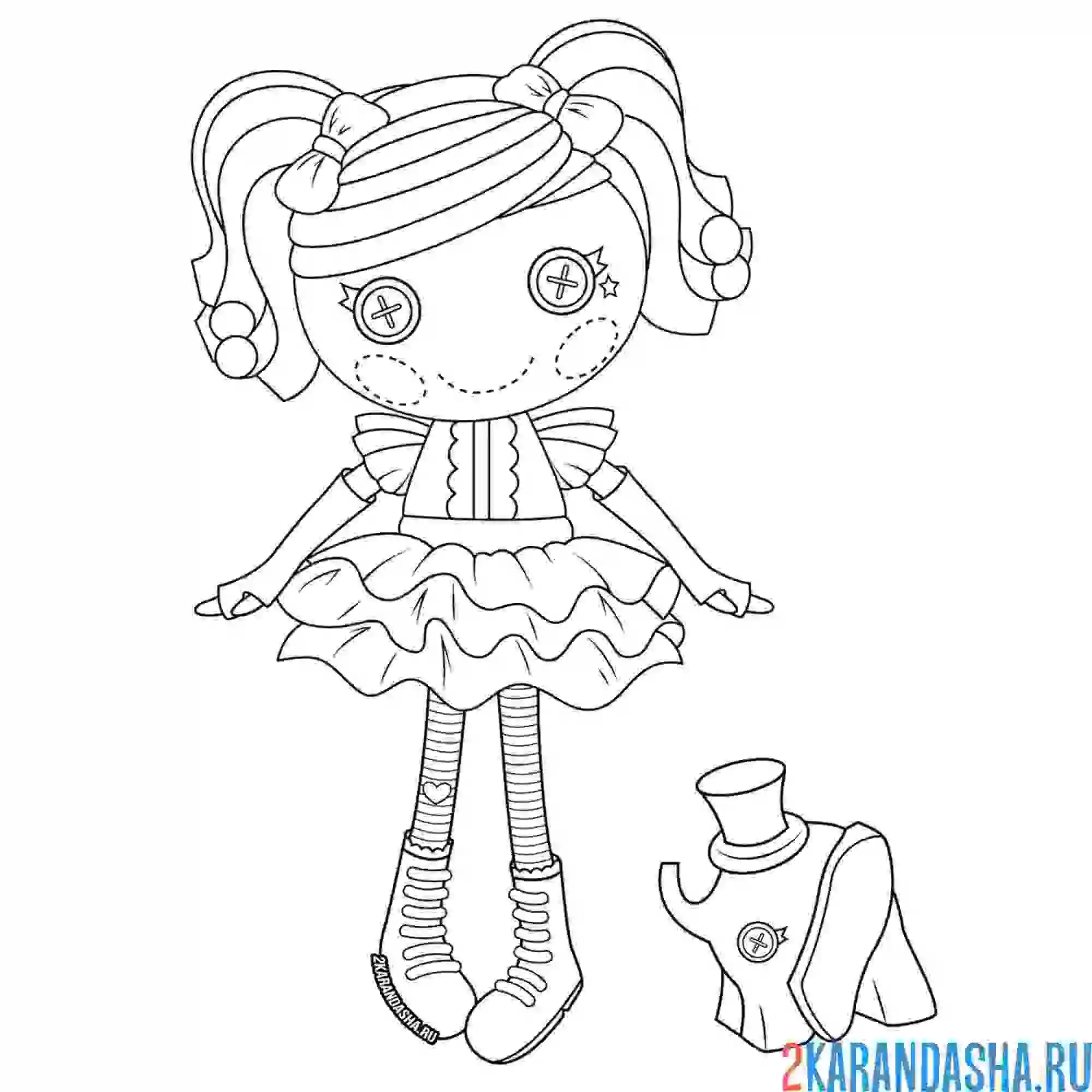 Раскраска кукла с пуговками