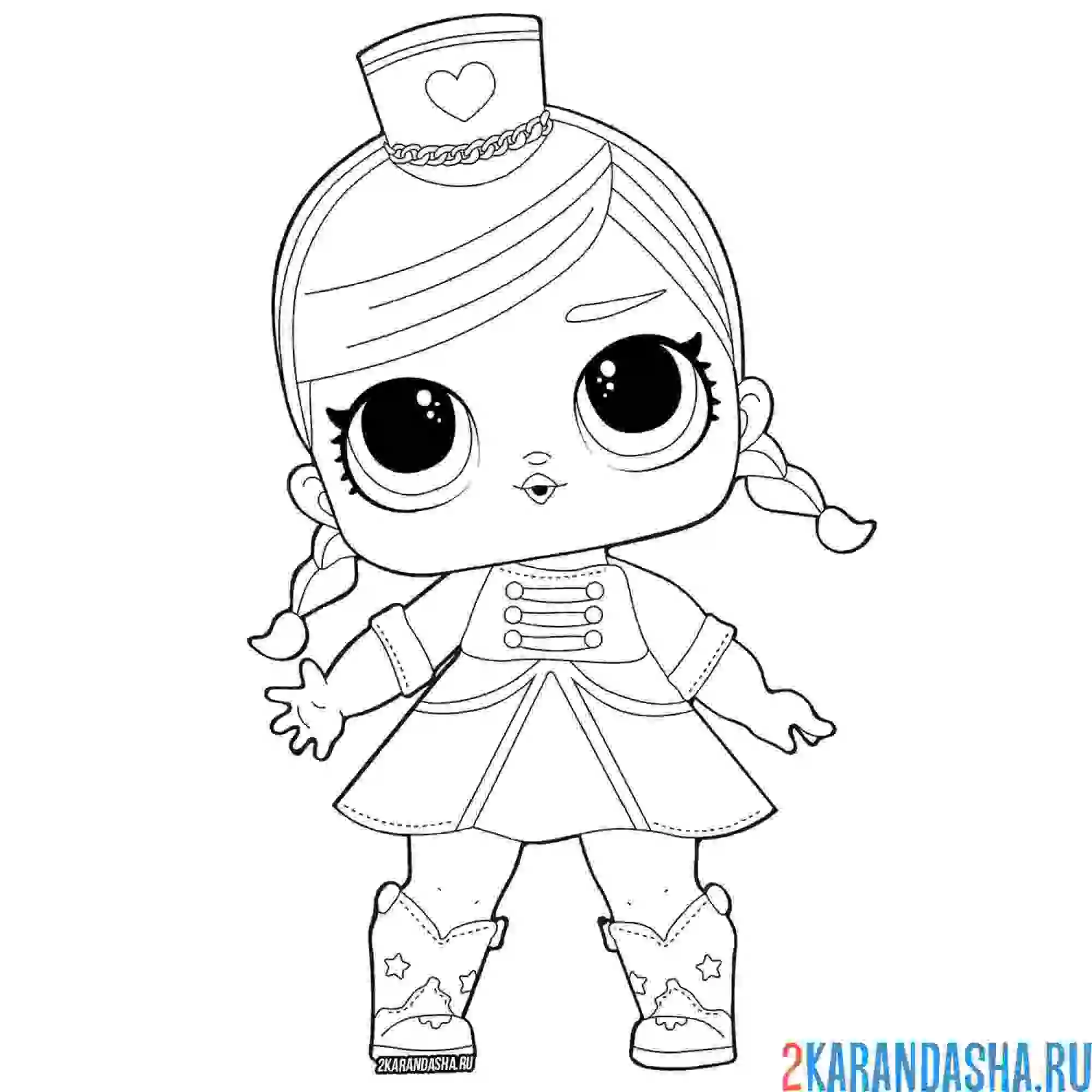 Раскраска кукла лол девочка в красном (majorette)