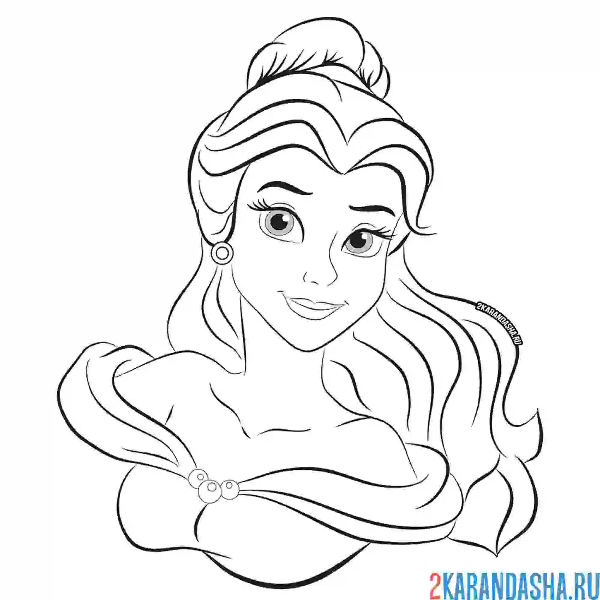 Раскраска голова принцессы белль