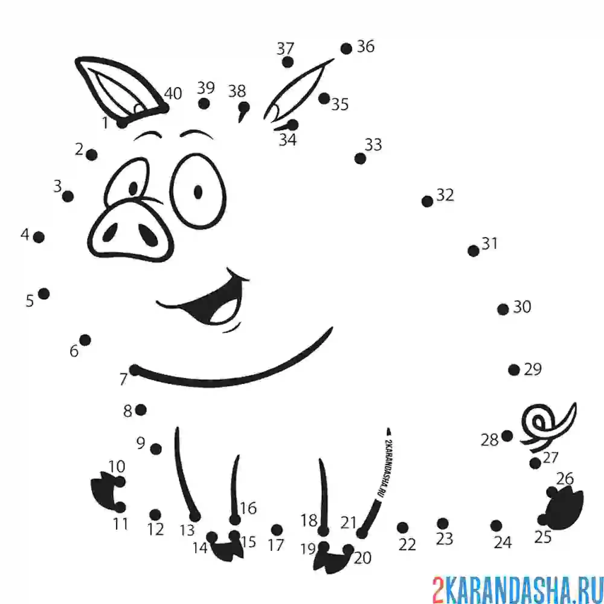 Раскраска веселая свинка