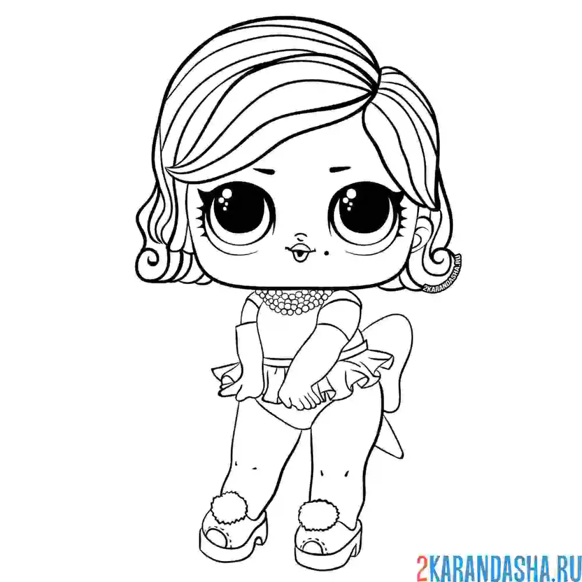 Раскраска кукла лол блестящая гламур квин