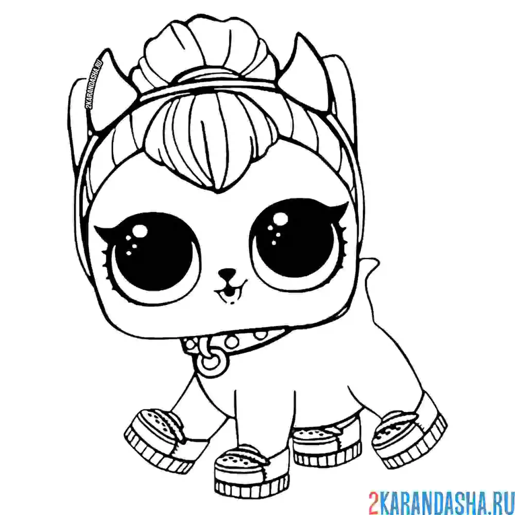 Раскраска лол питомец котенок спайси китти милый