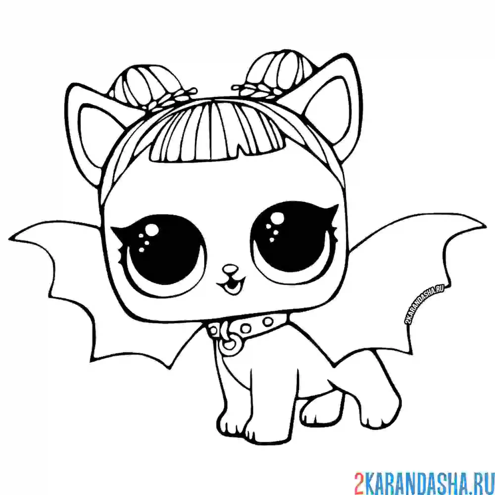 Раскраска лол питомец щенок полночь с крыльями