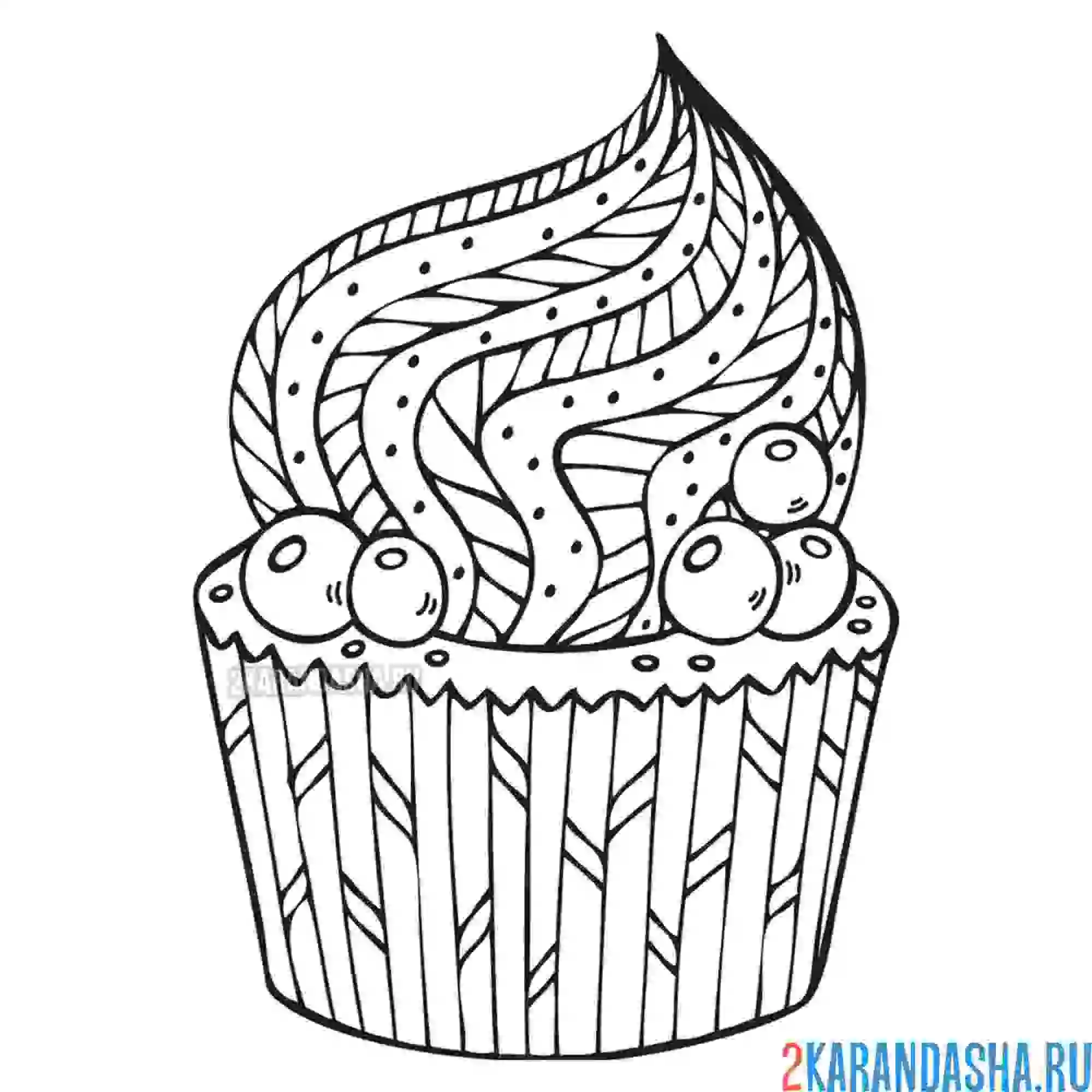 Раскраска антистресс пирожное