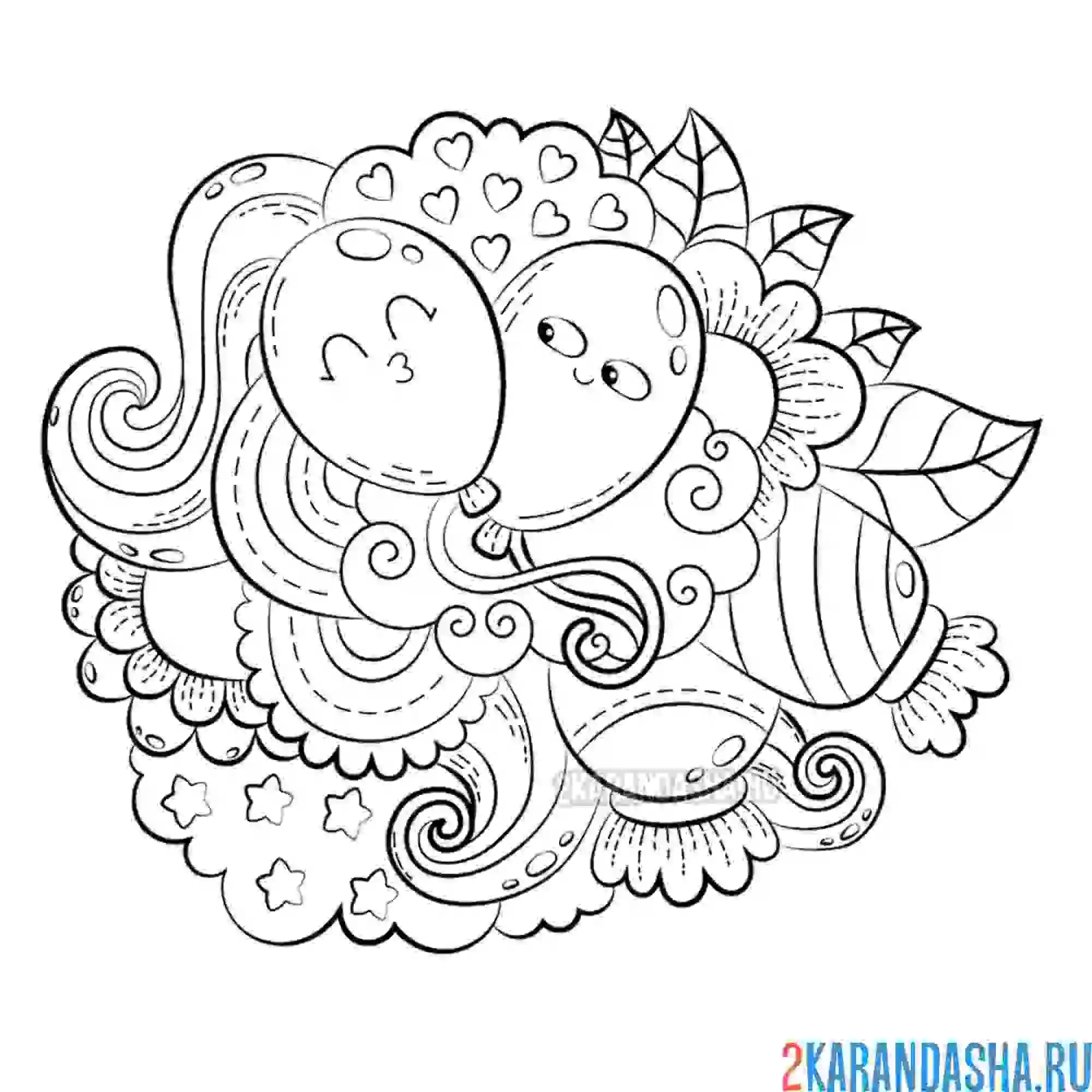 Раскраска антистресс воздушные шарики